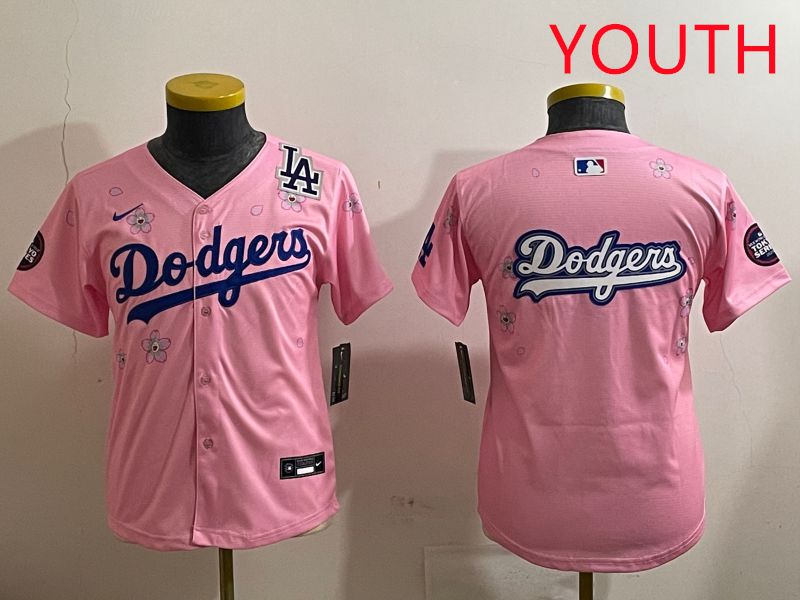 Youth Los Angeles Dodgers Blank Pink Sakura Edition 2025 Nike MLB Jersey style 17->youth mlb jersey->Youth Jersey